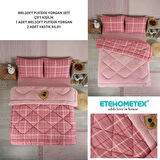 ETE HOMETEX ÇİFT KİŞİLİK LÜX WELSOFT YORGAN SETİ 195X215CM SAFİR PUDRA 8696474231949