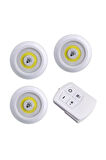 3 Adet Kumandalı Cob Ledli Spot Lamba Led Dolapiçi Gece Lambası