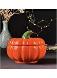 Tasarım Şekerlik Turuncu Balkabağı Şekerlik Kapaklı Şekerlik Pumpkin Şekerlik 13x9 Cm