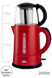 Awox Teaplus Cam Demlikli Elektrikli Çay Makinesi Kırmızı