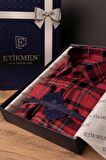 Kırmızı Mavi Çizgili Slimfit Oduncu Gömlek