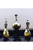 Sharp & Art Seramik Altın Yaldızlı Gece Serisi 3'lü Lüks Vazo Seti