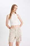 DeFacto Coool Regular Fit Normal Bel Kısa Paça Gabardin Şort D1006AX24SMBG155