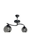 Fuji Siyah 2'li Füme Camlı Avize | Kaliteli Modern Metal Avize