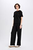 DeFacto Wide Leg Pantolon Geniş Paça Basic Düz Bürümcük E3232AX25SPBK81