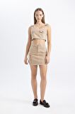 DeFacto Coool Gabardin Askılı Crop Bluz C4455AX24SPBG387
