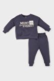 DeFacto Erkek Bebek 2'li Takım Bisiklet Yaka Baskılı Sweatshirt Beli Lastikli Eşofman Altı D6767A524WNAR153