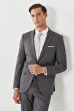 Erkek Bordo Slim Fit Dar Kesim Kırlangıç Yaka Desenli Takım Elbise