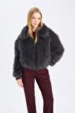 DeFacto Suni Kürk Pelüş Kaban Geniş Yaka Fermuarlı B2442AX24WNGR472