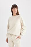 DeFacto Oversize Geniş Kalıp Bisiklet Yaka Kalın Basic Düz Sweatshirt V2697AZ24WNBG759