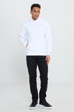 Erkek Beyaz Standart Fit Normal Kesim Içi Polarlı 3 Iplik Kapüşonlu Pamuklu Sweatshirt