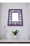 Çini Desenli 18 Parça Karo Çerçeveli (35*30 CM) Ahşap Dekoratif Ayna,6 Farklı Renk Seçeneği Ile...