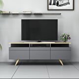 Berlin 150cm 3 Kapaklı Tv Ünitesi Antrasit - Safir Meşe