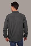 Füme Düz Oversize Oduncu Erkek Gömlek