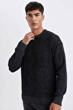 DeFacto Relax Fit Bisiklet Yaka Dokulu Triko Kazak D2061AX24AUAR4