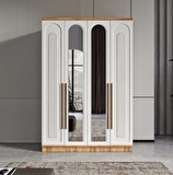 Ücretsiz Montaj - 100% MDF Flora 4 Kapaklı - Aynalı Beyaz Gardırop - MDF Dolap - Elbise Dolabı