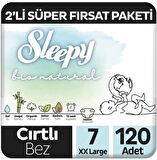 Sleepy Bio Natural Premium Plus 2'li Süper Fırsat Paketi Bebek Bezi 7 Numara Xxlarge 120 Adet
