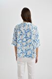 DeFacto Regular Fit Desenli Pijama Yaka Kısa Kollu Gömlek C3389AX24SMWT32