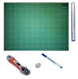 Kesim Altlığı Patchwork Cutting Mat ve 45 mm Rulet Kesici Komple Set