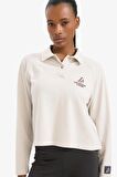 DeFactoFit NBA Los Angeles Lakers Polo Yaka Pike Sweatshirt D6152AX25SPBG745