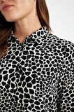 DeFacto Loose Fit Gömlek Yaka Desenli Uzun Kollu Gömlek Tunik T0609AZ24AUBK81