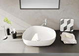 VitrA Outline 5991B401-0016 Asimetrik Lavabo, VitrA Clean, 56 cm, Mat Beyaz