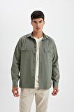 DeFacto Regular Fit Polo Yaka Basic Düz Pamuklu Uzun Kollu Gömlek D1060AX24AUKH496