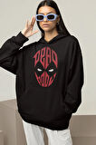 Tasarım Deadpool Maske Baskılı Unisex Oversize Hoodie