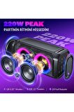 W-KING T11 Bluetooth Hoparlör 220W Partybox 24S Dinleme Işıklı IPX6 Kablosuz Stereo TWS Ses Bombası Siyah