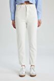 DeFacto Mary Vintage Straight Fit Yüksek Bel Bilek Boy Beyaz Jean Pantolon C1318AX24SMWT1