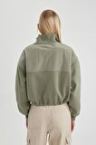 DeFacto Coool Fermuarlı Yaka Crop Kalın Sweatshirt C4395AX24SPKH461