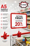 10 Adet - A5 Mandallı Etiketlik | Fiyatlık Sepet Raf Askılık Fiyat Etiketi Çerçeveli Market Mağaza Kırmızı
