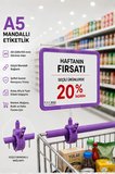 A5 Mandallı Etiketlik | Fiyatlık Sepet Raf Askılık Fiyat Etiketi Çerçeveli Market Mağaza Mor