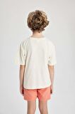 DeFacto Erkek Çocuk Oversize Fit Bisiklet Yaka Çizgili Kısa Kollu Tişört B6410A824SMBG759