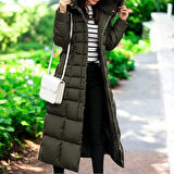 Kışlık Tam Boy Kürklü Şişme Kadın Mont