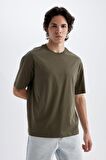 DeFacto Boxy Fit Bisiklet Yaka Basic Düz Kısa Kollu Tişört D5071AX24HSKH361