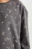 DeFacto Kız Çocuk Pijama Takımı Desenli Uzun Kollu Üst Beli Lastikli Uzun Alt D6654A824WNAR126