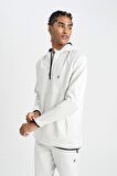 DeFactoFit Standart Fit Kapüşonlu Pike Sporcu Sweatshirt C9181AX24AUGR493