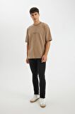 DeFacto Oversize Fit Bisiklet Yaka Sırt Baskılı Kısa Kollu Tişört D4910AX24AUBN551