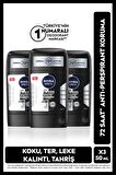 Nivea MEN Erkek Stick Deodorant Black&White Invisible Original 50ml, 72Saat Anti-perspirant Koruma, X3Adet