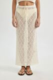 DeFacto Regular Fit Ajurlu Triko Maxi Plaj Eteği-Fall in Love B6888AX24SMER103