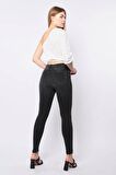 Kadın Antrasit Dizi Yırtık Süper Skinny Fit Jean Pantolon