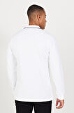 Erkek Beyaz Slim Fit Dar Kesim Polo Yaka %100 Pamuk Petekli Tişört