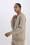 DeFactoFit Standart Fit Bisiklet Yaka Baskılı Pike Sporcu Sweatshirt C9185AX24AUGR317
