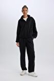 DeFactoFit Wide Leg Geniş Paça Cepli Sporcu Dokuma Pantolon C9414AX25SPBK81