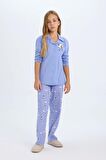 DeFacto Kız Çocuk Pijama Takımı Ayı Baskılı Uzun Kollu Üst Uzun Alt D2658A824AUPR462