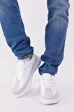 Dijital Baskı Erkek Beyaz-Gri Sneaker Ayakkabı