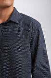 DeFacto Modern Fit Poplin Desenli Pamuk Karışımlı Uzun Kollu Gömlek D3377AX24AUNV82