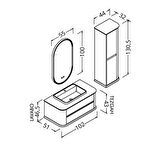 PIER 100 CM BEYAZ LAVABOLU BANYO DOLABI ANTRASİT / KAYIN - BOY DOLAP DAHİL