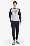 DeFacto Regular Fit Pijama Takımı Baskılı Uzun Kollu Üst Uzun Alt E0496AX25SPGR93